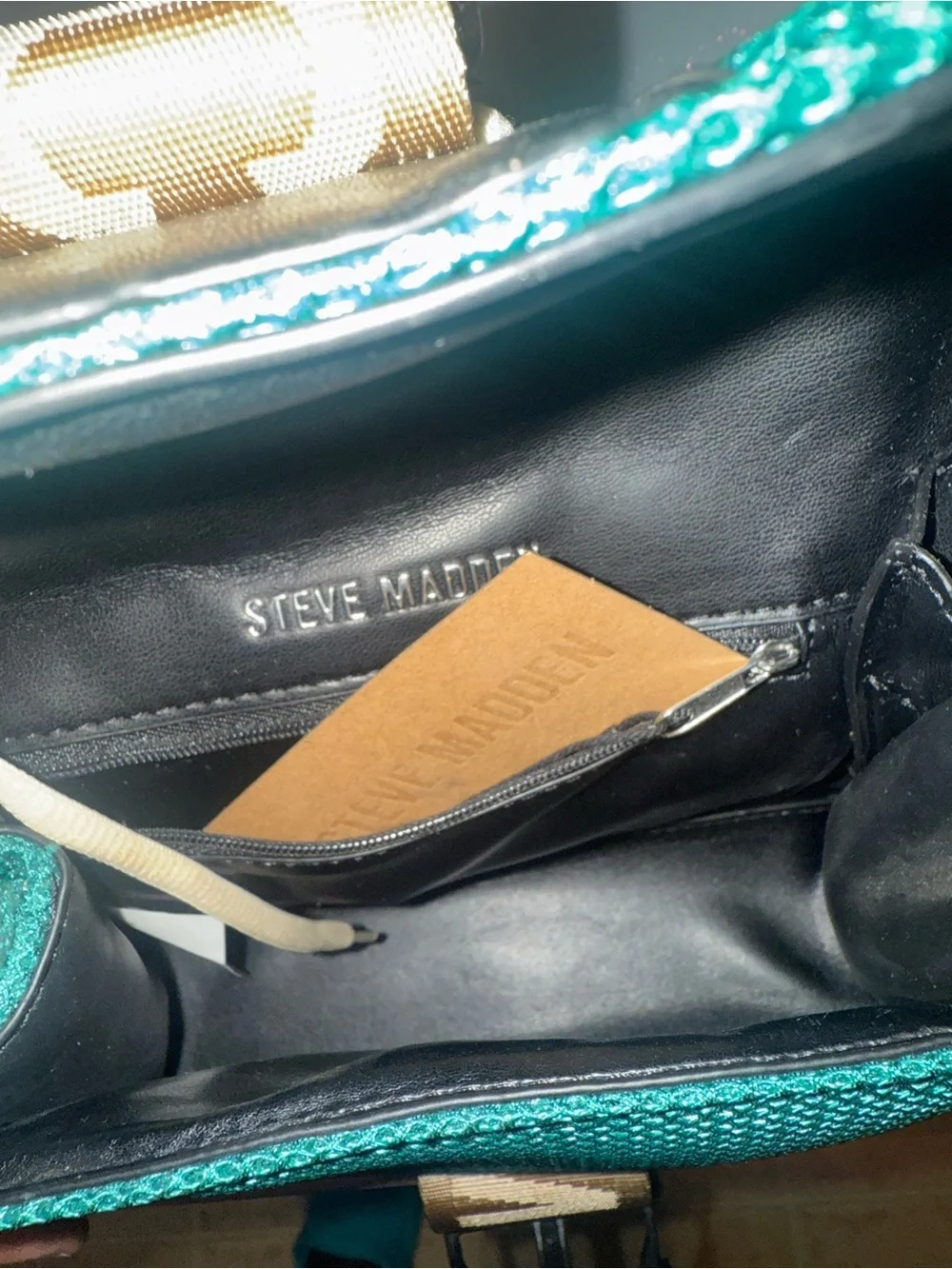 Steve Madden Green, Yellow & Cream Mixed-Material Top-Handle Satchel